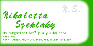 nikoletta szeplaky business card